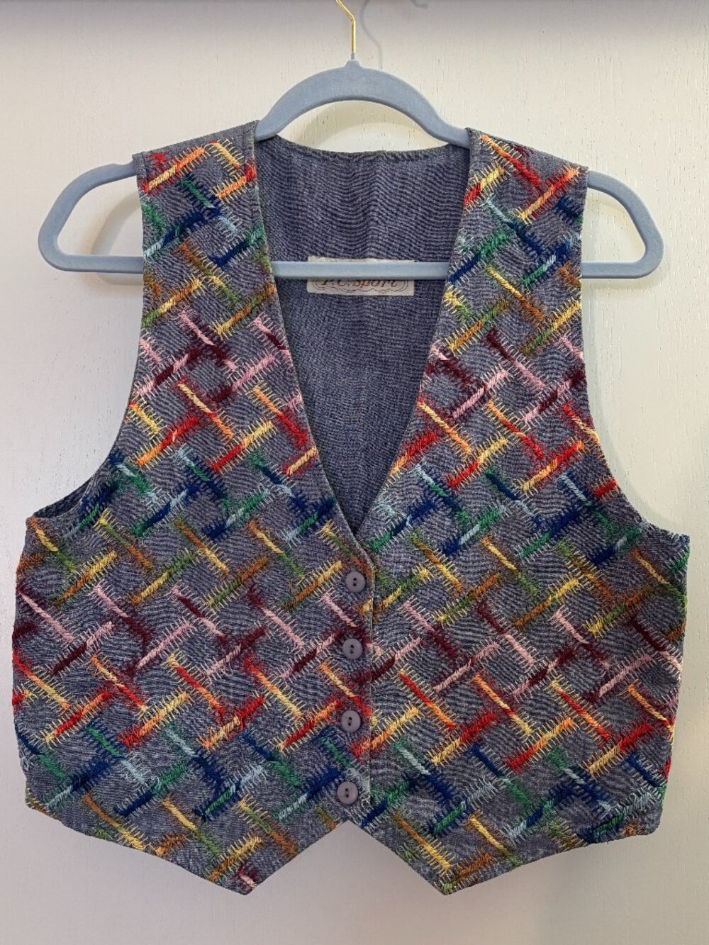 P.C. Sport - 90s Vintage Embroidered Denim Vest